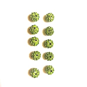 Green pave beads  rhinestones beads, silver pave beads, shambala beads, disco balls, clay beads, bling beads, polymer clay