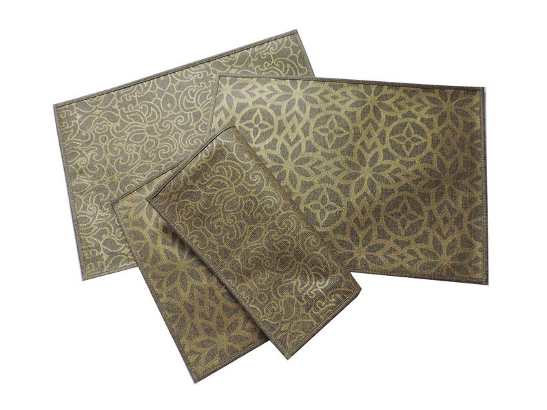 6 PlaceMats /& 1 Runner-Reversible mat runner-golden wedding mats-floral place mats-table decor-table linens-dining decor-wedding decoration-
