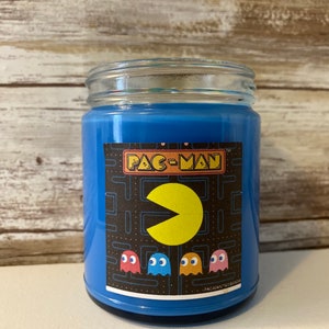 Pac Man Themed Candles Soy Candle Filled with Mini Pac Mans and Ghosts Arcades Video Game Candles
