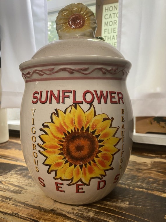 Vintage Cookie Jar With Sunflowers Flowers Cookie Jar Vintage Etsy