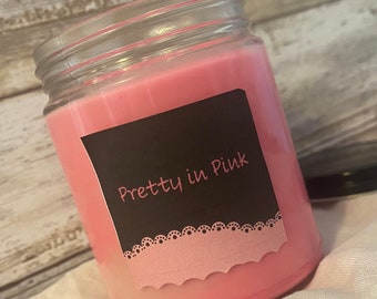 Pretty in Pink Movie Themed Candle Soy Candle in Pink with Pearls