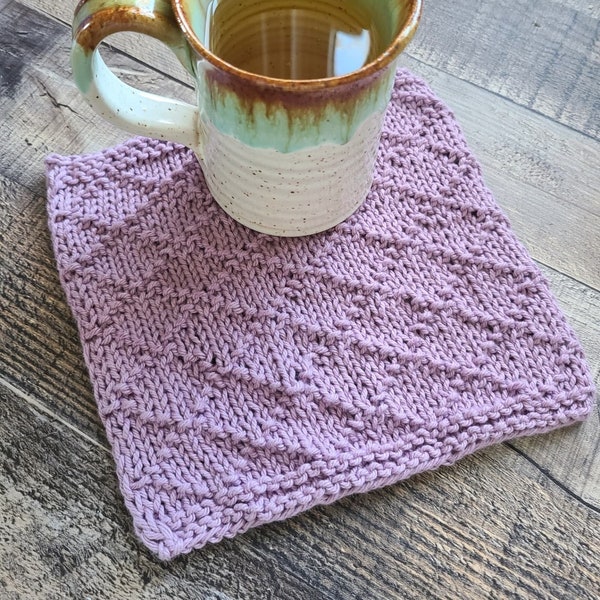 KNITTING PATTERN - The Facet Dishcloth // dishcloth pattern, washcloth, knit pattern, dishcloth, spa cloth, cotton, knit dishcloth, diamond