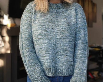 KNITTING PATTERN - The Compass Crew Sweater // knit sweater pattern, long sleeve, size inclusive, crew neck, sweater pattern, raised line