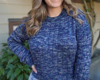 KNITTING PATTERN - The Sincere Sweater // knit sweater pattern, long sleeve, size inclusive, crew neck, DK weight, 5 x 1 ribbing, cropped
