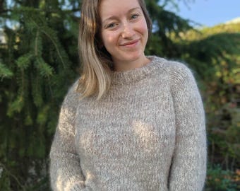 KNITTING PATTERN - The Fluffball Raglan // knit sweater pattern, long sleeve, size inclusive, bulky weight, crew neck, compound shaping