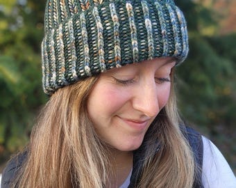 KNITTING PATTERN - The Lallybroch Beanie // knit beanie, wool hat, knit toque, knit hat, 2-color brioche knitting, DK weight, 5 sizes