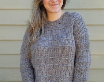 KNITTING PATTERN - The Moria Sweater // knit sweater pattern, long sleeve, size inclusive, sweater, bulky weight, crew neck, drop shoulder