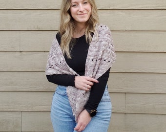KNITTING PATTERN - The Spring Frost Shawl // knit shawl pattern, wrap, shawl, scarf, girls, women, texture, garter, drop stitch, lightweight