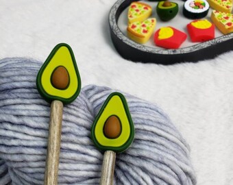 Foodie Stitch Stopper Set | Knitting Tool | Needle Stopper | Accessory | Maker Tool | Craft Supplies | Avocado, Sushi, Fries, Corn, Tomato