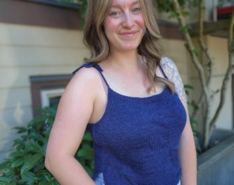 KNITTING PATTERN - The Calypso Camisole // knit tank pattern, short sleeve, size inclusive, cropped, shoulder ties, simple seed stitch