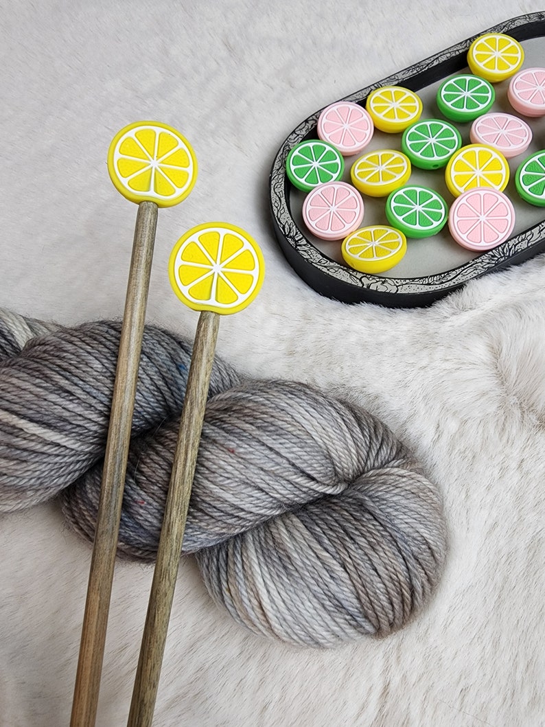 Fruit Stitch Stopper Set Knitting Tool Needle Stopper Accessory Maker Tool Craft Supplies Lemon, Lime, Orange, Grapefruit image 4