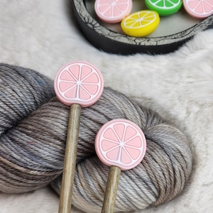 Fruit Stitch Stopper Set | Knitting Tool | Needle Stopper | Accessory | Maker Tool | Craft Supplies | Lemon, Lime, Orange, Grapefruit