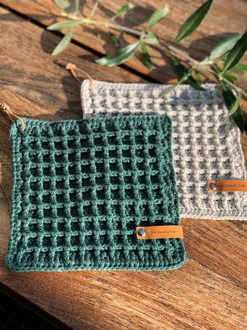 CROCHET PATTERN The Waffley Cute Dishcloth // dishcloth pattern, washcloth, waffle stitch, crochet pattern, dishcloth, spa cloth, cotton image 7