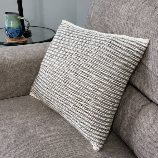 KNITTING PATTERN - The Simple Stripes Pillow // pillow cover pattern, knit pattern, knit pillow, textured, diamond brocade, throw pillow
