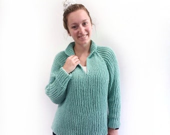 KNITTING PATTERN - The Snuggle Bug Sweater // knit sweater pattern, long sleeve, ribbed, size inclusive, raglan, oversized, high low hem