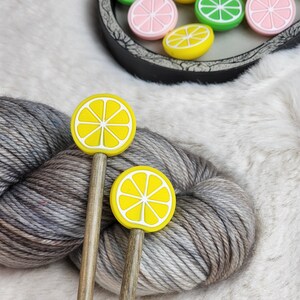 Fruit Stitch Stopper Set Knitting Tool Needle Stopper Accessory Maker Tool Craft Supplies Lemon, Lime, Orange, Grapefruit image 3