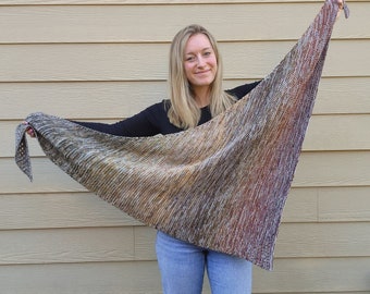 KNITTING PATTERN - The DK Triforce Fade Shawl // knit shawl pattern, oversize, wrap, shawl, scarf, girls, womens, colour fade, eyelet detail