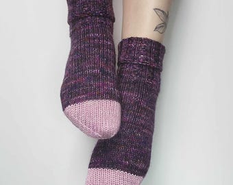 KNITTING PATTERN - The Middle Earth Adventure Socks // DK weight, knit sock pattern, marled socks, unisex, cozy slipper socks