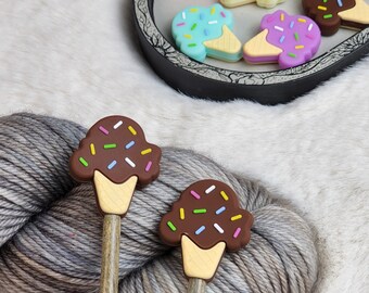 Ice Cream Stitch Stopper Set | Knitting Tool | Needle Stopper | Accessory | Maker Tool | Craft Supplies | Point Protector