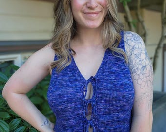 KNITTING PATTERN - The Islander Vest // knit tank top pattern, sleeveless, size inclusive, V neck, positive ease, tie tank vest