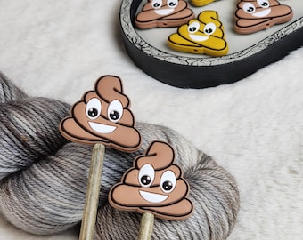 Poop Emoji Stitch Stopper Set | Knitting Tool | Needle Stopper | Accessory | Maker Tool | Craft Supplies | Point Protector