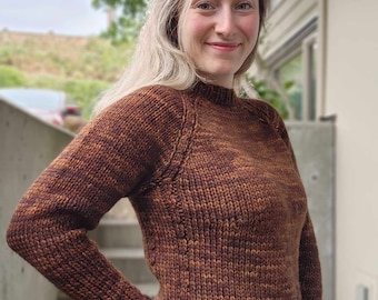 KNITTING PATTERN - The Cozy Cable Raglan // knit sweater pattern, long sleeve, size inclusive, raglan, crew neck, cable detail, cropped