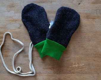 Bio Baby Handschuhe Wollwalk - Fäustlinge ohne Daumen - mit Band