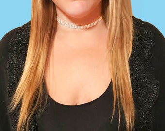 Triple Row Diamond Rhinestone Choker