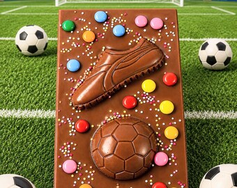 Handmade Belgian Chocolate Football Bar, Novelty Gift, Easter