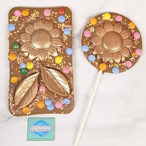 Personalised sunflower chocolate lolly bar gift, birthday gift set, gifts for her, just because, sister, friend gift, mothers day, mum.