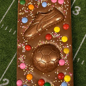 Handmade Belgian Chocolate Football Bar, Novelty Gift, Easter