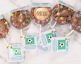 Football lollipop, chocolate lolly, kids party favours, birthday gift idea, party bag gift, back to school gift.