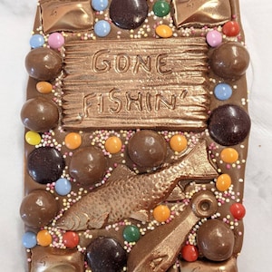 Fishing Chocolate Slab, Belgian Chocolate, Edible Gift, Easter
