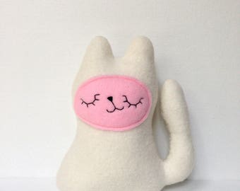 Off-white & pink cat plush toy | fort softie | kitten stuffed animal