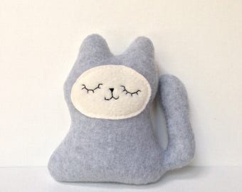 Grey cat plush toy | fort softie | cat with tail heirloom stuffed animal grey