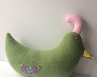 Green big quail softie | fort softie | Large bird stuffed animal