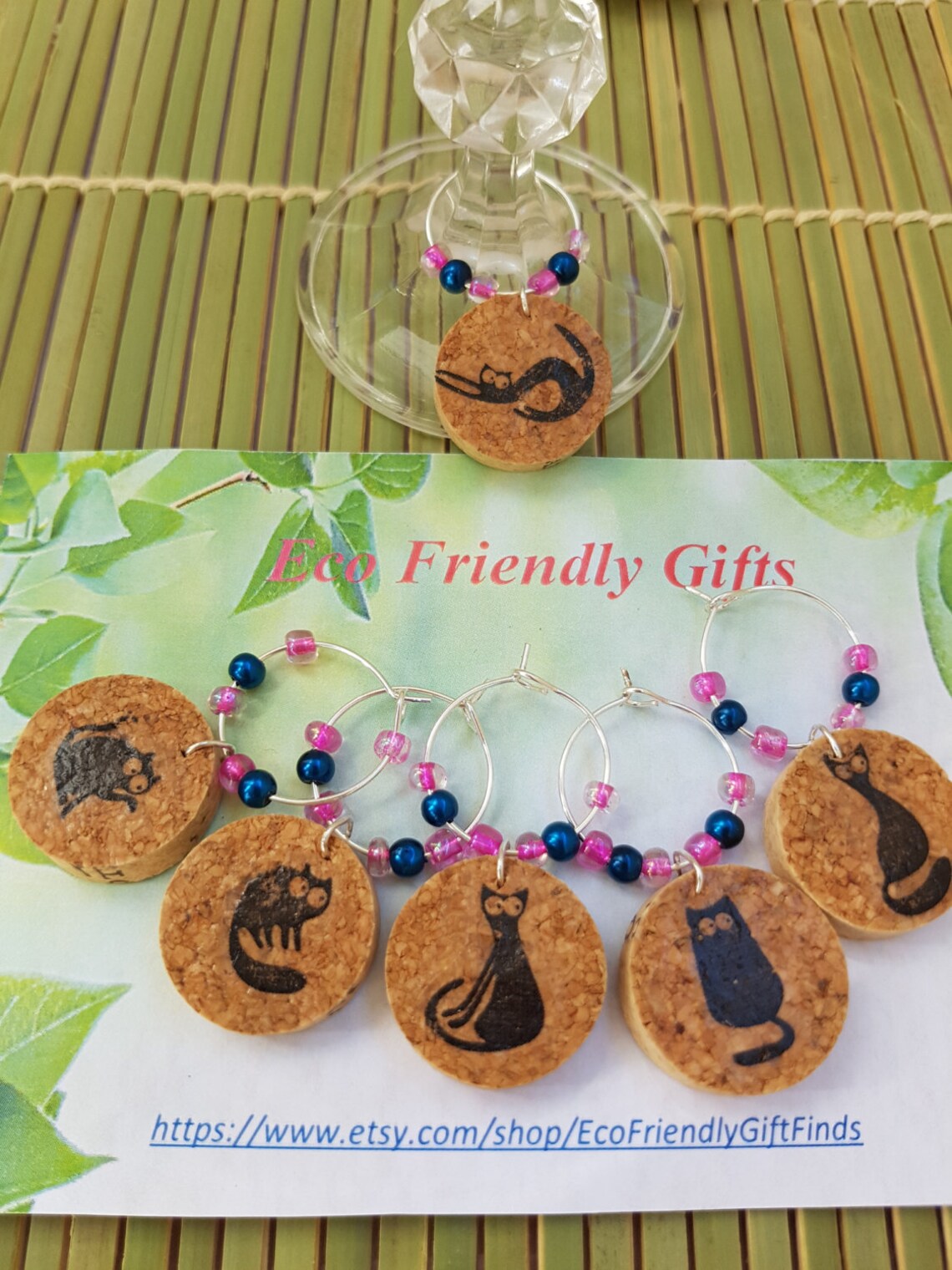 Wine Cork Wineglass Charms Set Wine Charm Set Wine Charms Etsy