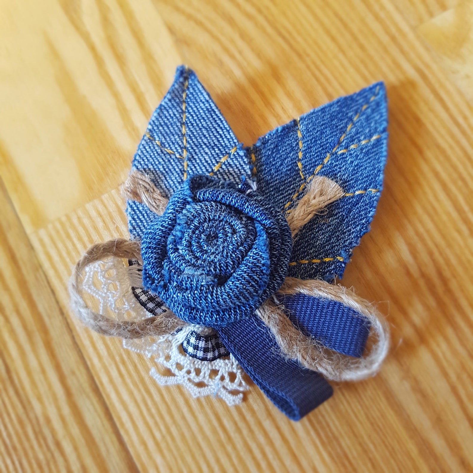 Denim Brooch Jean Brooch Handmade Recycled Denim Jeans Etsy