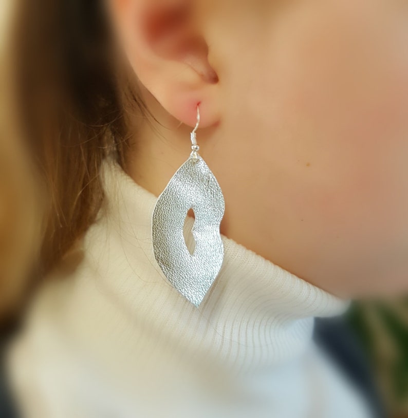 Statement jewelry Gold lips earrings Leather Lips Etsy