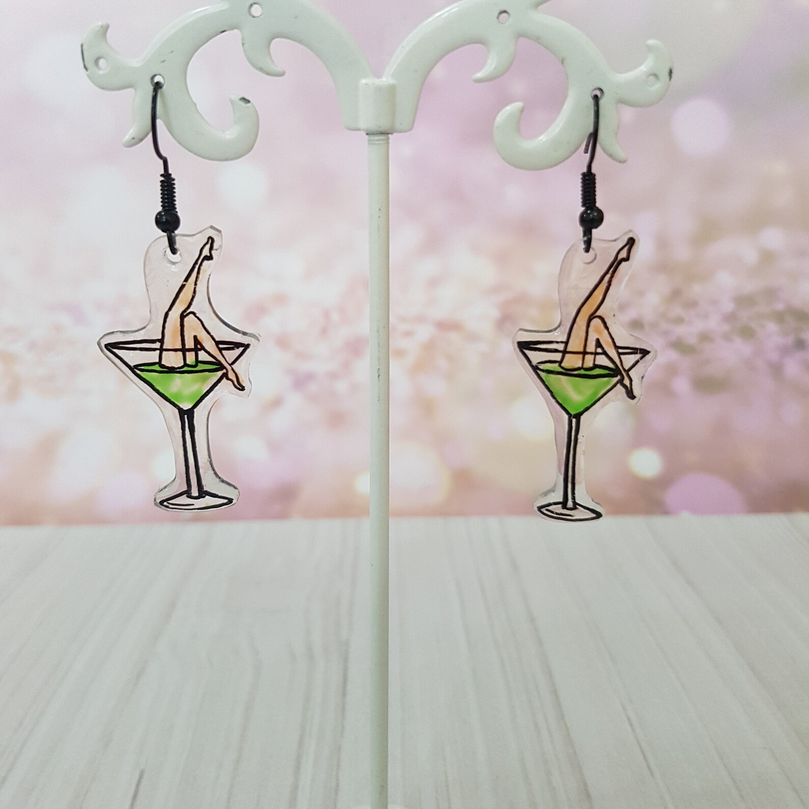 Girl in Martini Glass earrings Party Girl Earrings Etsy