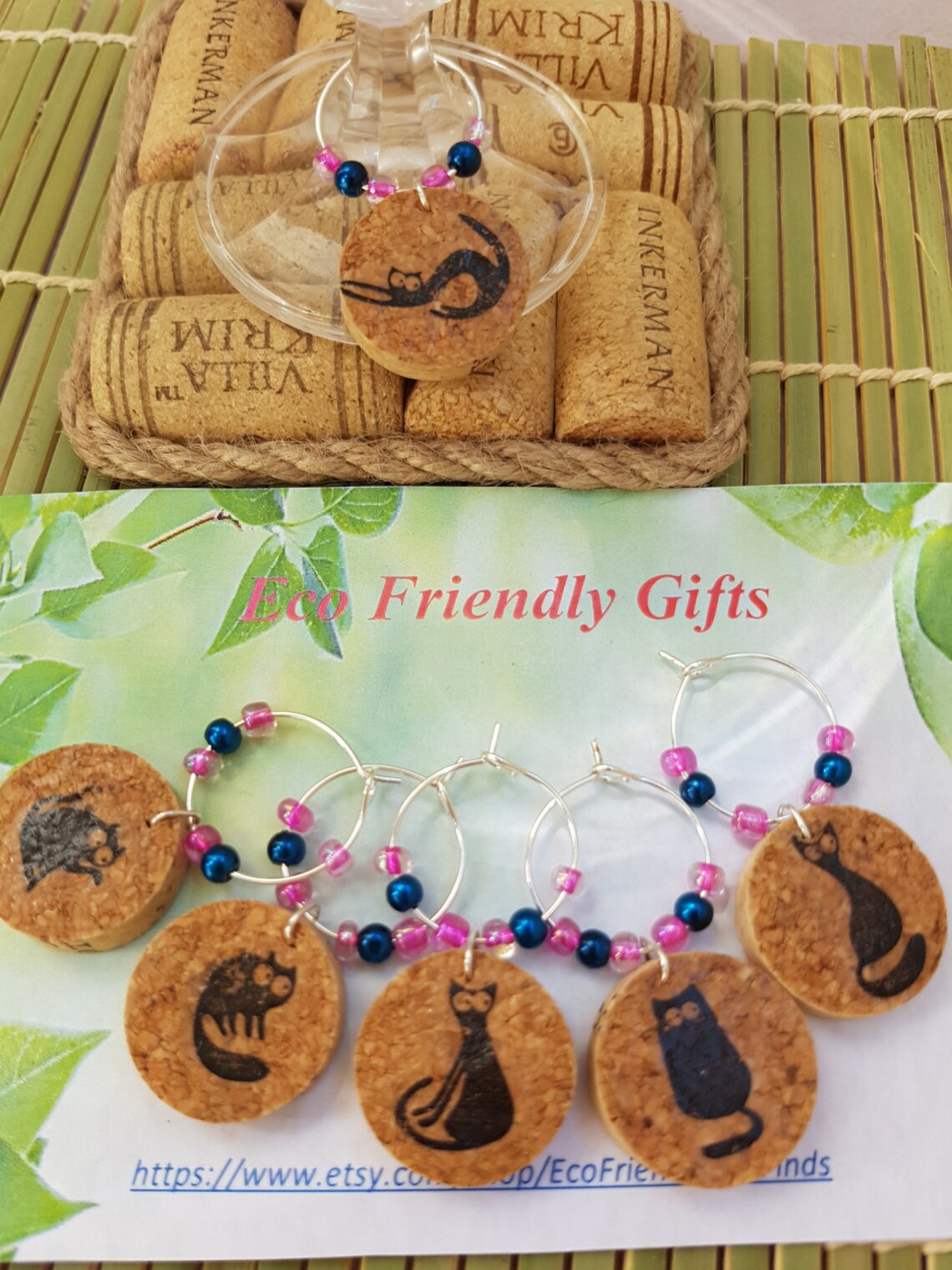 Wine Cork Wineglass Charms Set Wine Charm Set Wine Charms Etsy