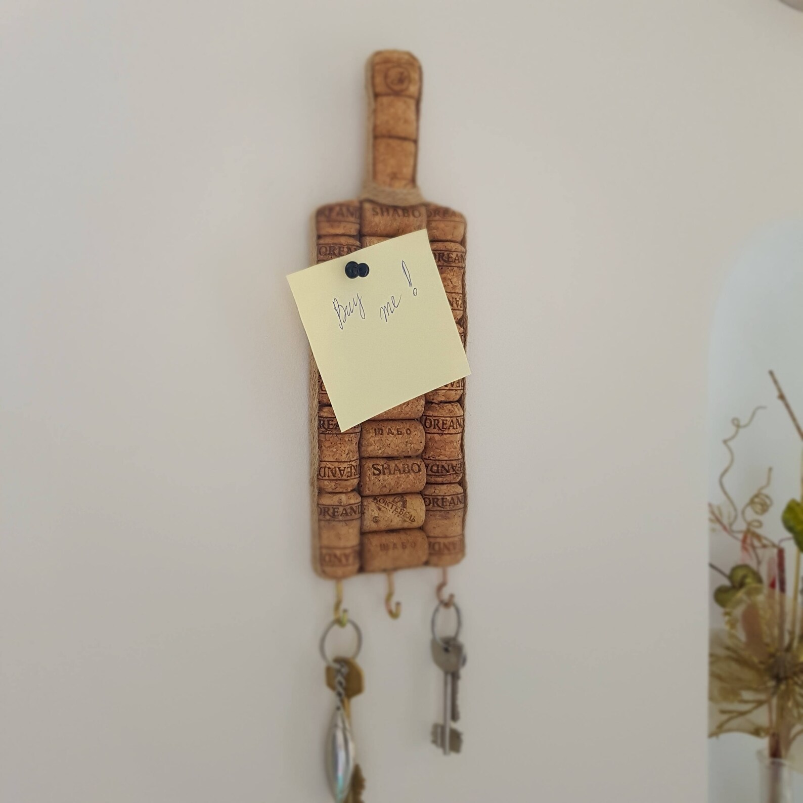 Wine Cork Wall Organizer Wine Cork Message Board Key Etsy