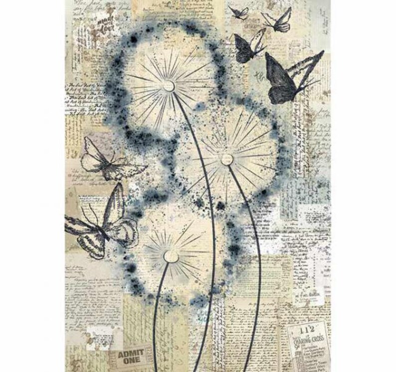 mixed media art Stamperia A4 rice paper Blowing in the wind scrapbooking decoupage
