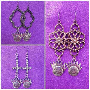 Ween Boognish drop dangle earrings on nickel-free stainless steel fishhooks - Iridescent faux leather - choose one