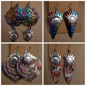 Ween Boognish drop dangle earrings on nickel-free stainless steel fishhooks - Oversized - choose one