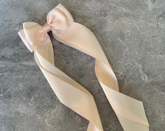 Ivory Satin Hair Bow - Bridal Hair Bow Ivory