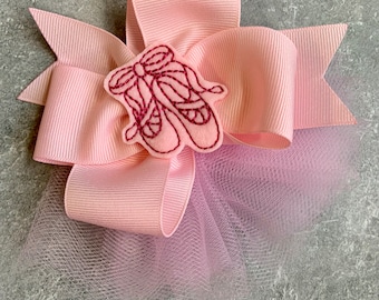 Ballet Bow - Ballerina Hairbow- Ballet Hair Bow - Toddler Dance - Pink Tutu - Ballet Theme - Dance Gifts - Ballet Slippers - Dance Recital