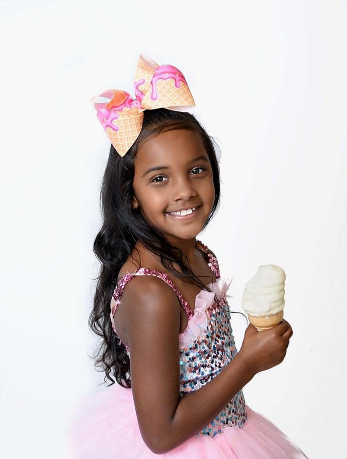 Ice Cream Hair Bow Ice Cream Hair Clip Ice Cream Birthday Etsy