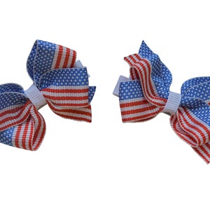 Fourth of July Pigtail Bow Set - Patriotic Hair Bows - 4th of July Hair Bows