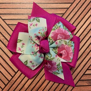 Floral Hair Bow - Easter Hair Bows for Girls - Spring Hair Bows